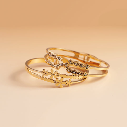 Gold Petal Bracelet Stack