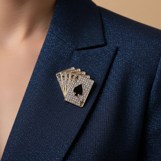 Royal Crystal Cards Brooch