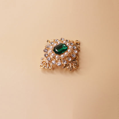 Pearlescent Emerald Halo Brooch