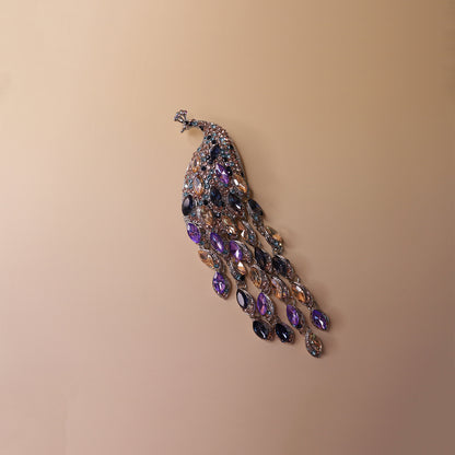 Jeweled Peacock Brooch