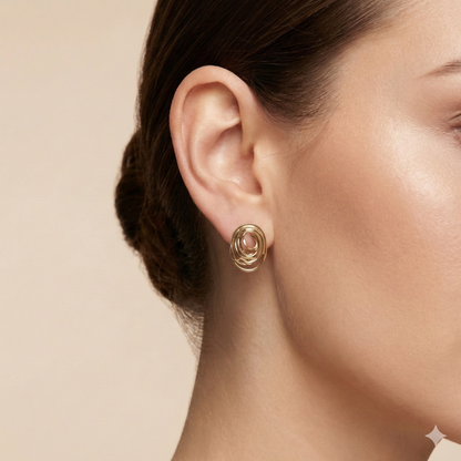 Abstract Layered Oval Earrings