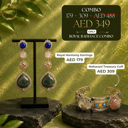 Royal Radiance Combo - 22K gold plated jewellery combo set - Mehraya