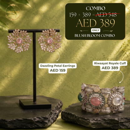 Blush Bloom Combo - 22K gold plated jewellery combo set - Mehraya