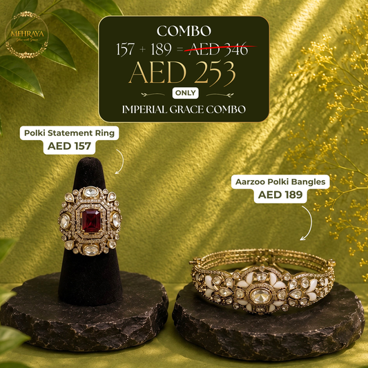 Imperial Grace Combo - 22K gold plated jewellery combo set - Mehraya