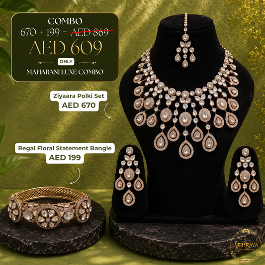 Maharani Luxe Combo - 22K gold plated jewellery combo set - Mehraya