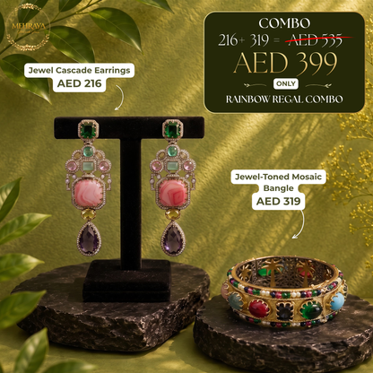 Rainbow Regal Combo - 22K gold plated jewellery combo set - Mehraya