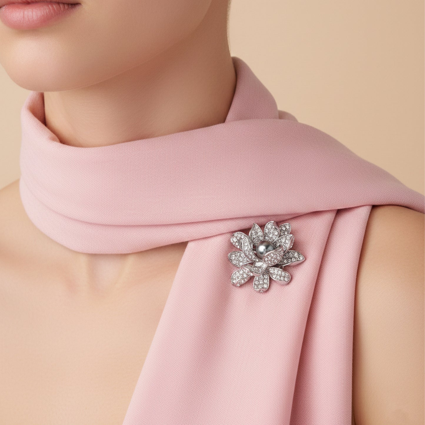 Sparkling Lotus Brooch