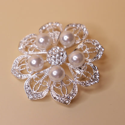 Pearl Blossom Filigree Brooch