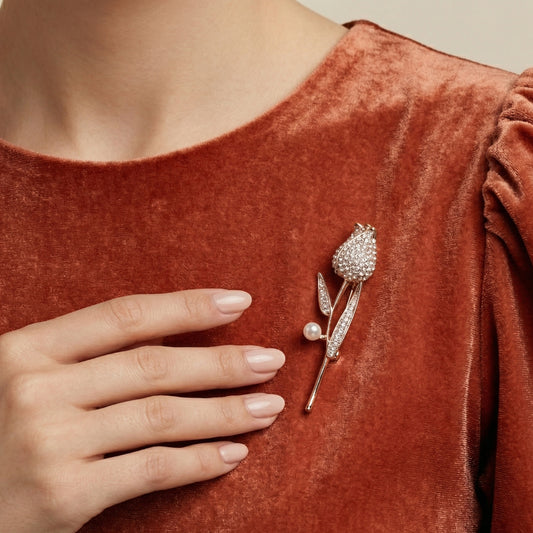 Ethereal Tulip Pearl Brooch