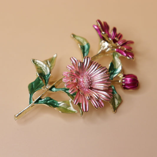 Floral Enamel Brooch