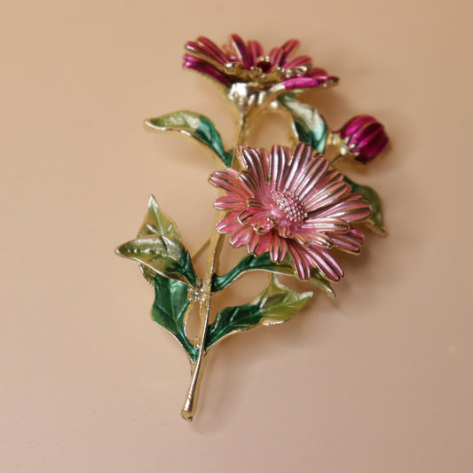 Floral Enamel Brooch