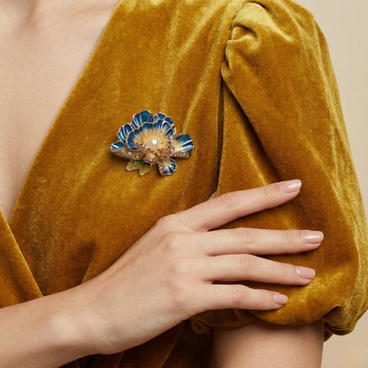 Azure Lotus Brooch