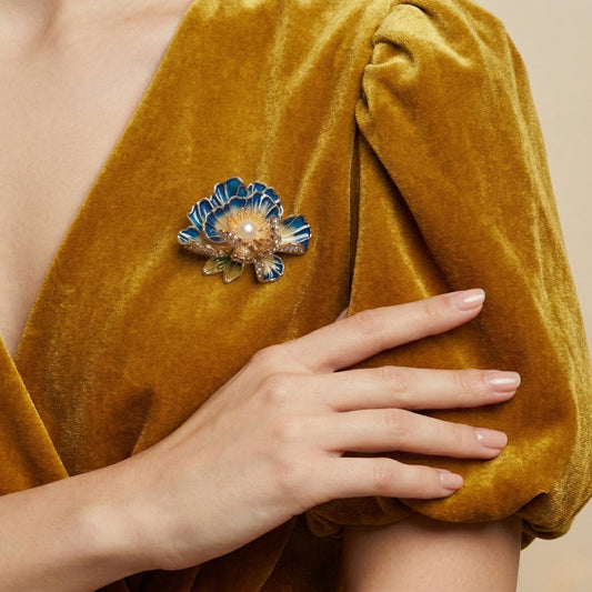 Azure Lotus Brooch
