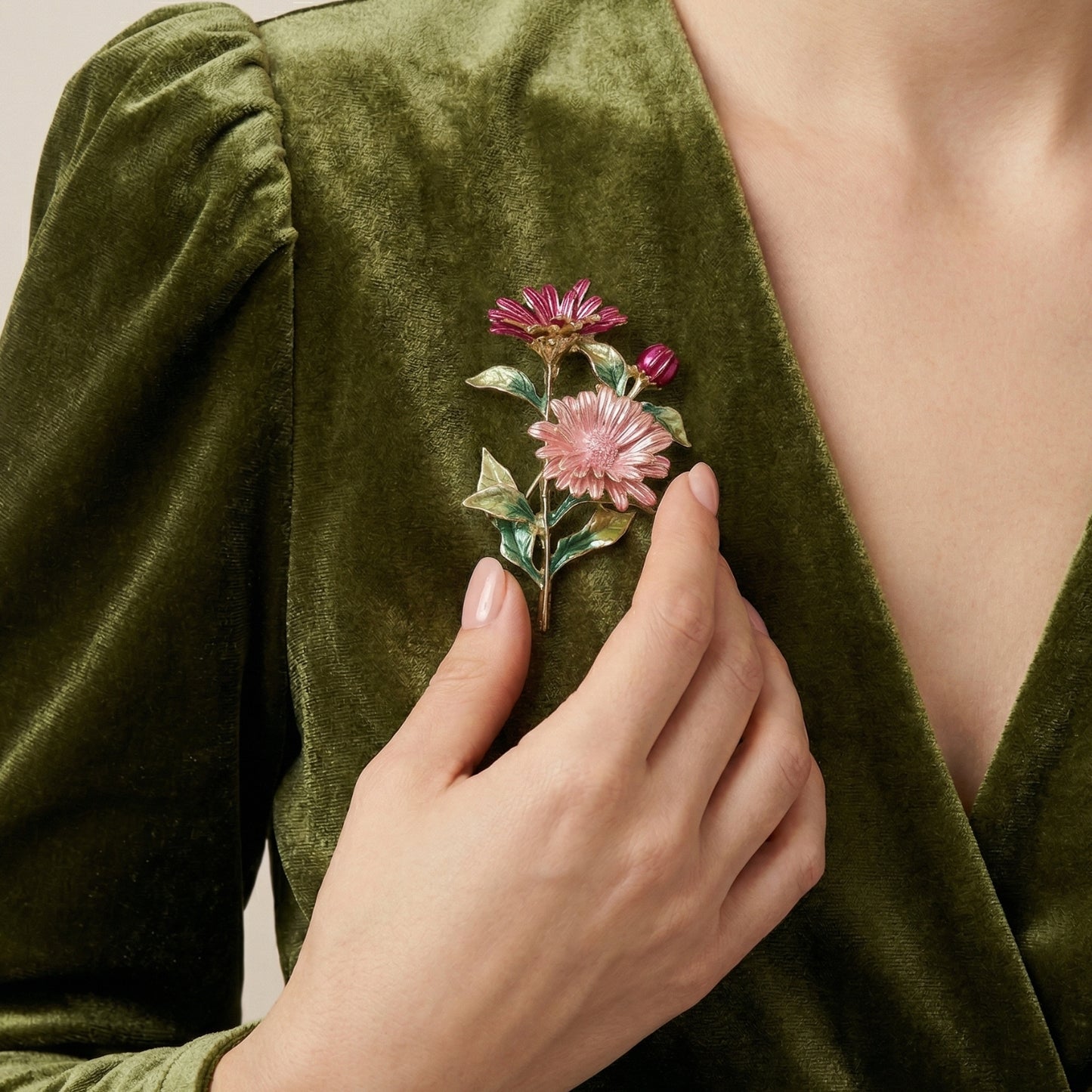 Floral Enamel Brooch