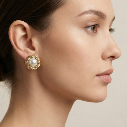 Twisted Petal Pearl Earrings