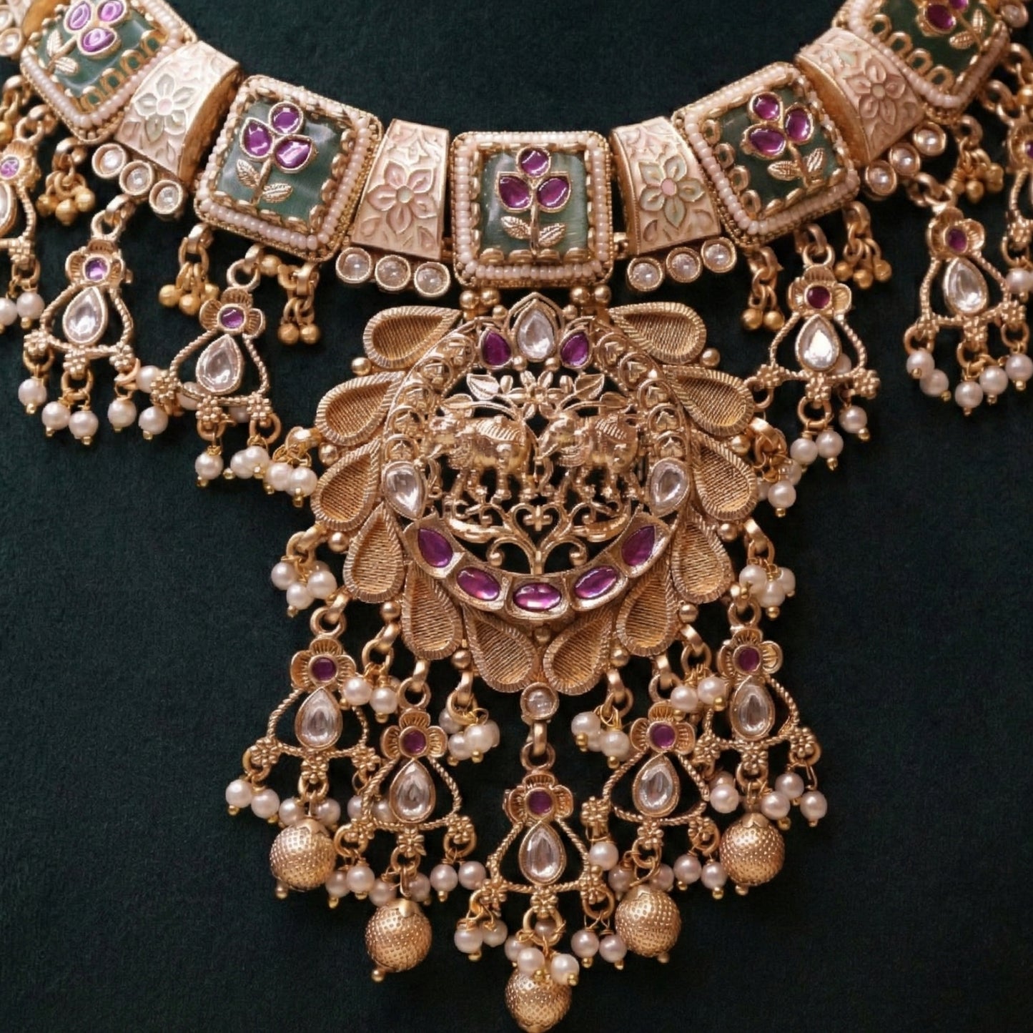 Riyasat Polki Meenakari Set