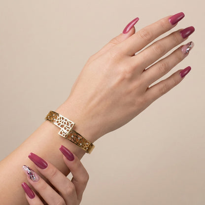 Gold-Toned Lattice Cut-Out Bracelet