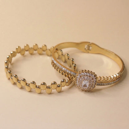 Scalloped Stone-Studded Bracelet Stack