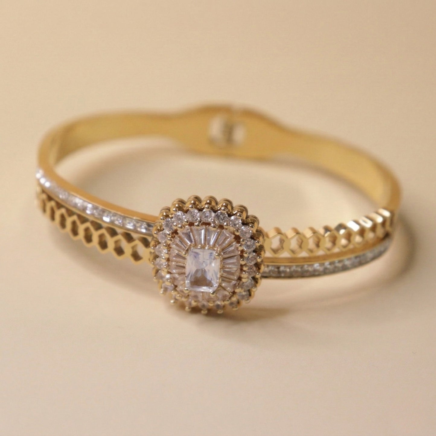 Scalloped Stone-Studded Bracelet Stack