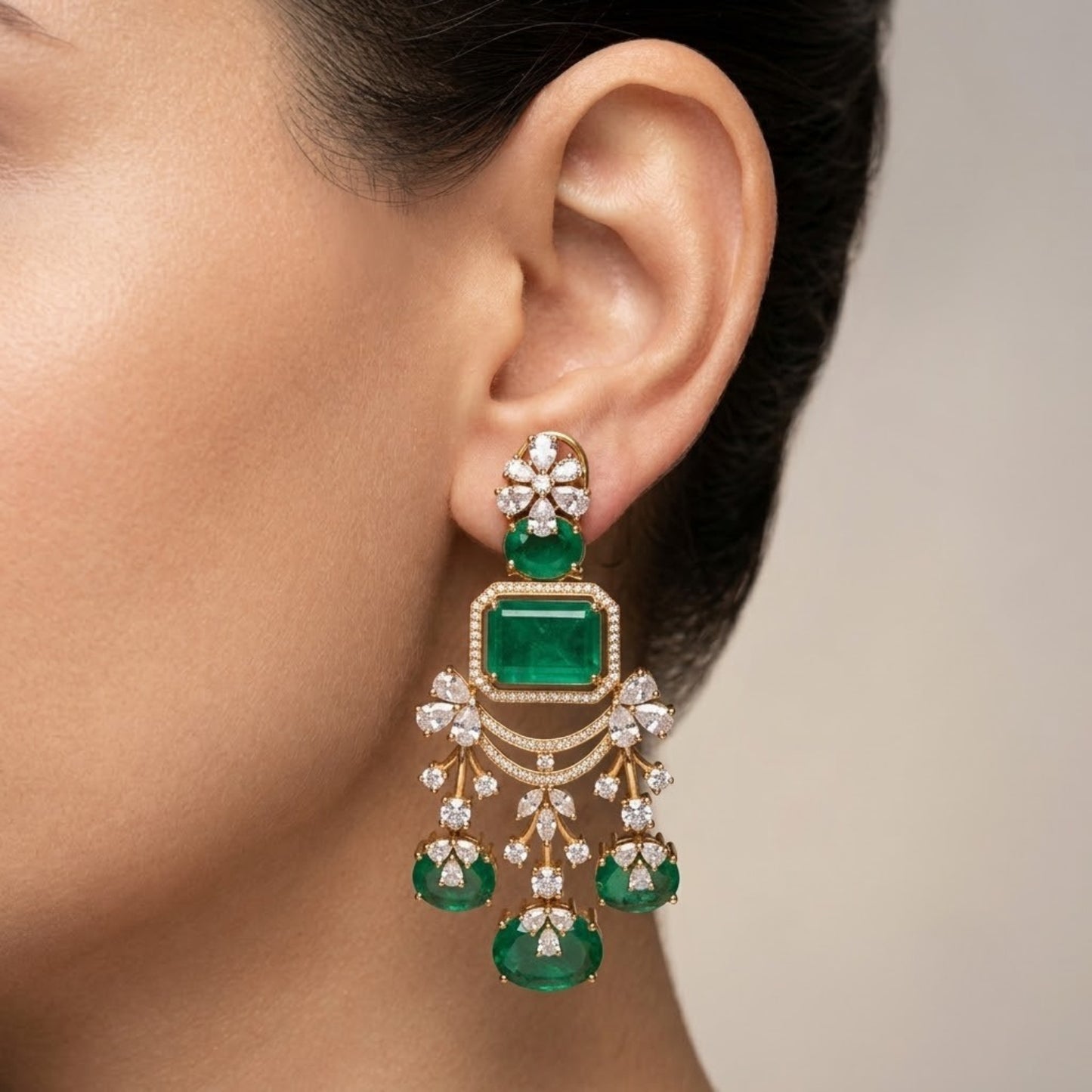 Emerald Blossom Doublet Earrings