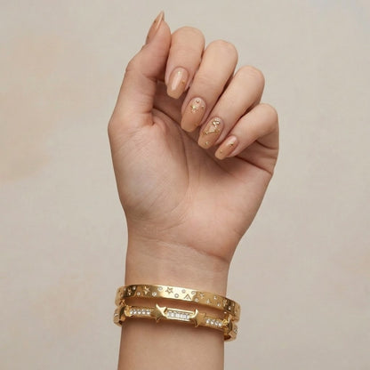 Gold Star Crystal Bracelet Stack