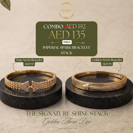Imperial Spark Bracelet Stack - 18K gold plated stainless steel bracelet stack - Mehraya