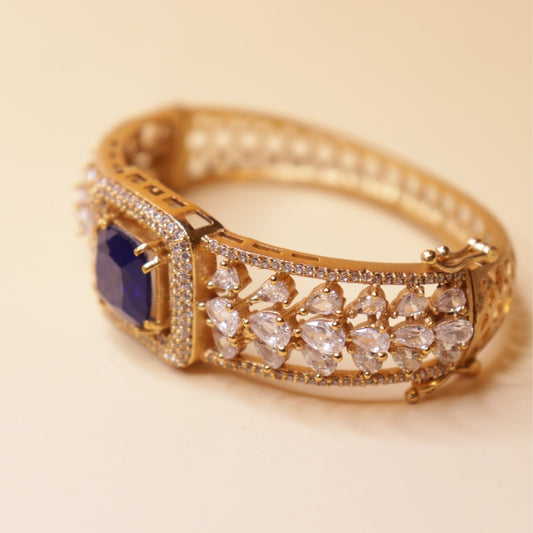 Royal Gemstone Bangle - 22K gold plated bangle close-up view - Mehraya