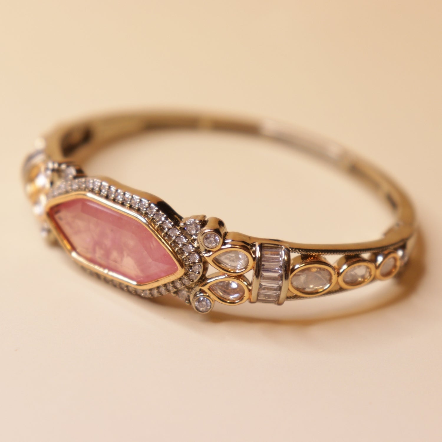 Noor Royale Gemstone Bracelet - 22K gold plated bracelet close-up view - Mehraya