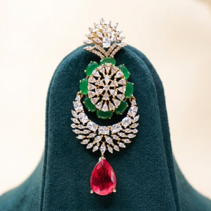 Crimson Majesty Doublet Set - 22K gold plated jewellery set - Mehraya - close-up view