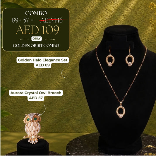 Golden Orbit Combo - 18K gold plated jewellery combo set - Mehraya