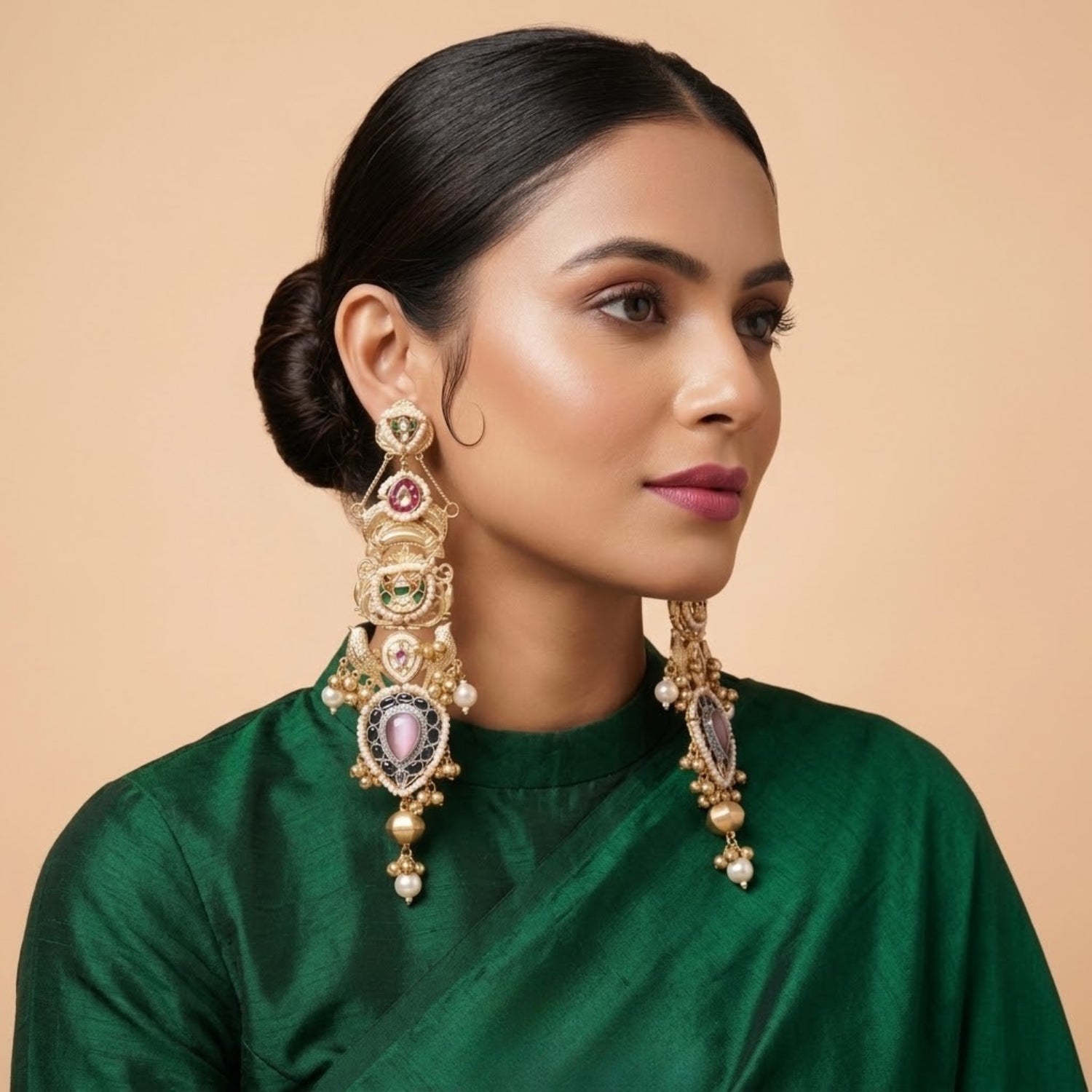 The Royal Mosaic Combo - 22K gold plated jewellery combo set - Mehraya - close-up view
