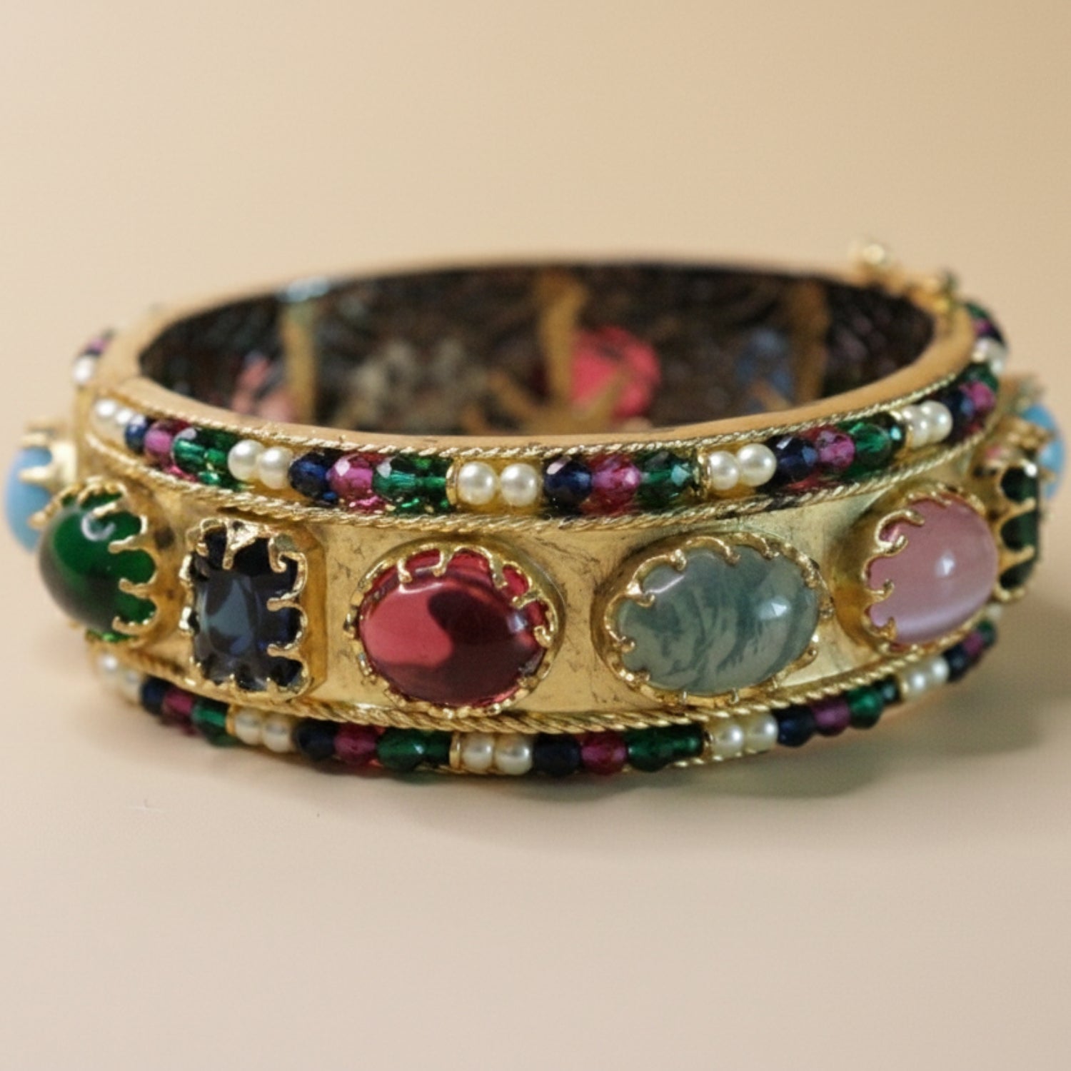 Rainbow Regal Combo - 22K gold plated jewellery combo set close-up view - Mehraya