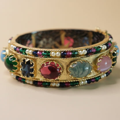 Rainbow Regal Combo - 22K gold plated jewellery combo set close-up view - Mehraya