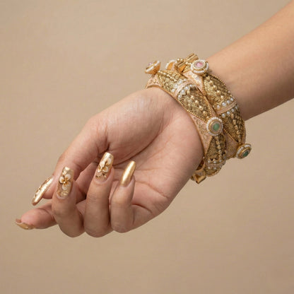 Shahi Kundan Pearl Bangles