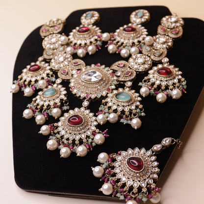 Oxidized Silver Polki Choker Set