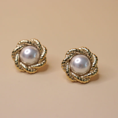 Twisted Petal Pearl Earrings