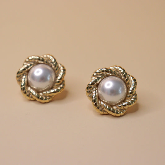 Twisted Petal Pearl Earrings