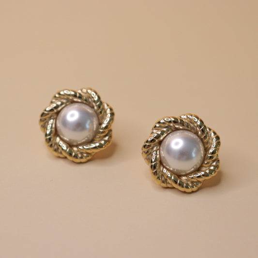 Twisted Petal Pearl Earrings