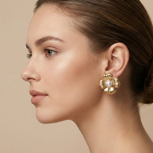 Roselle Pearl Bloom Earrings