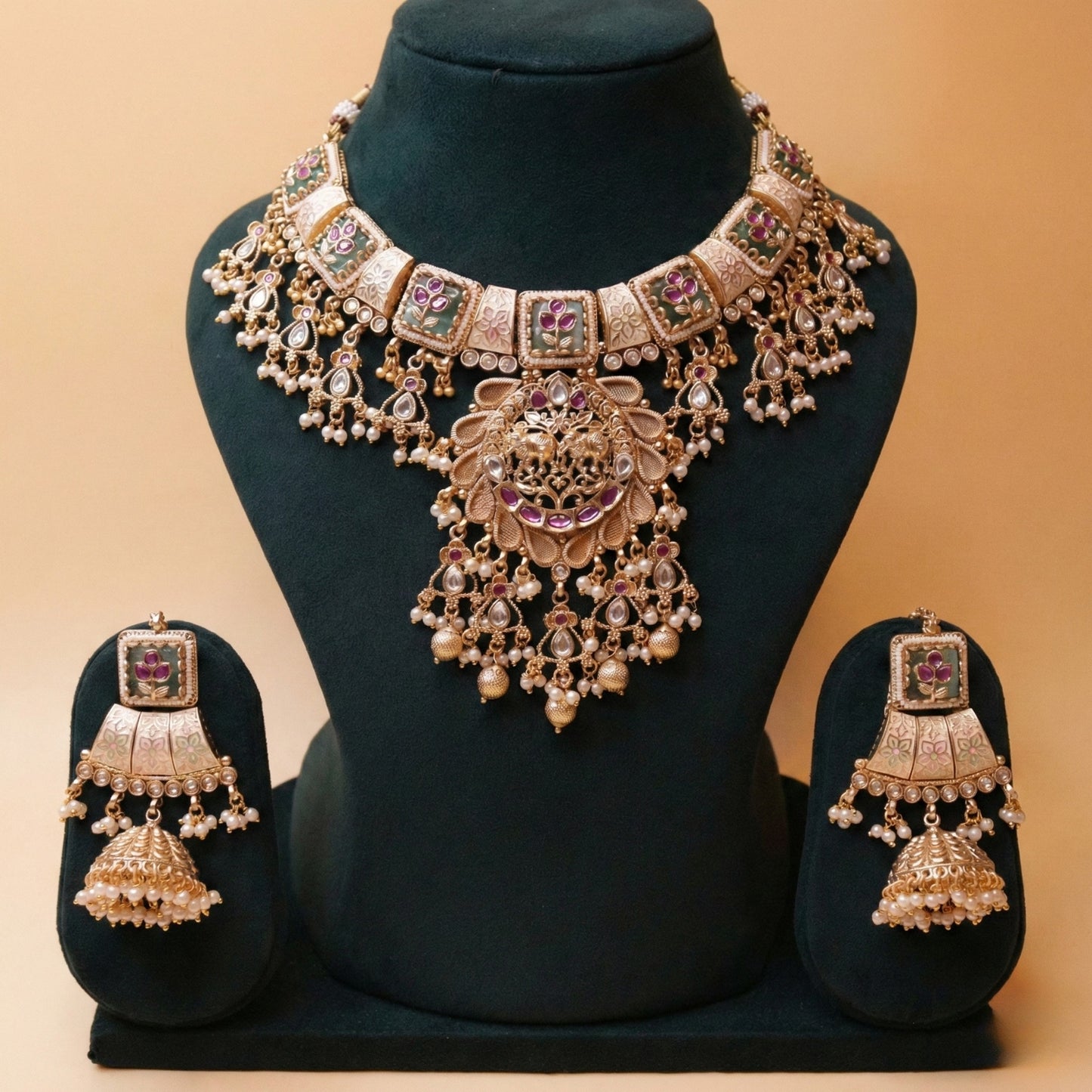 Riyasat Polki Meenakari Set