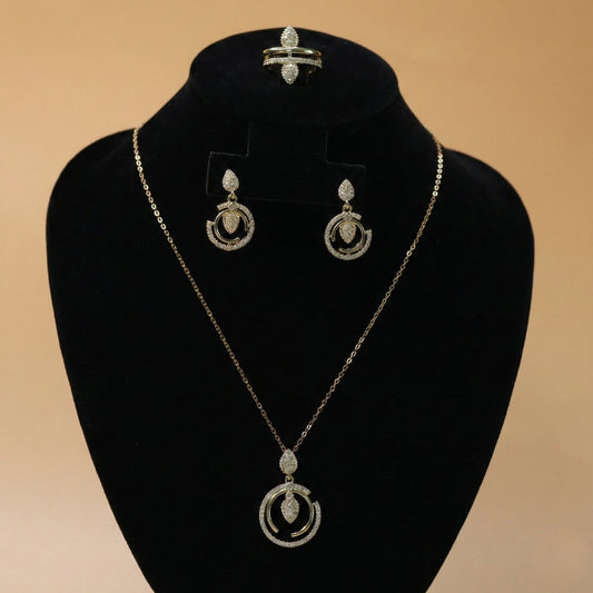Luna Halo Combo - 18K gold plated jewellery combo set - Mehraya - close-up view