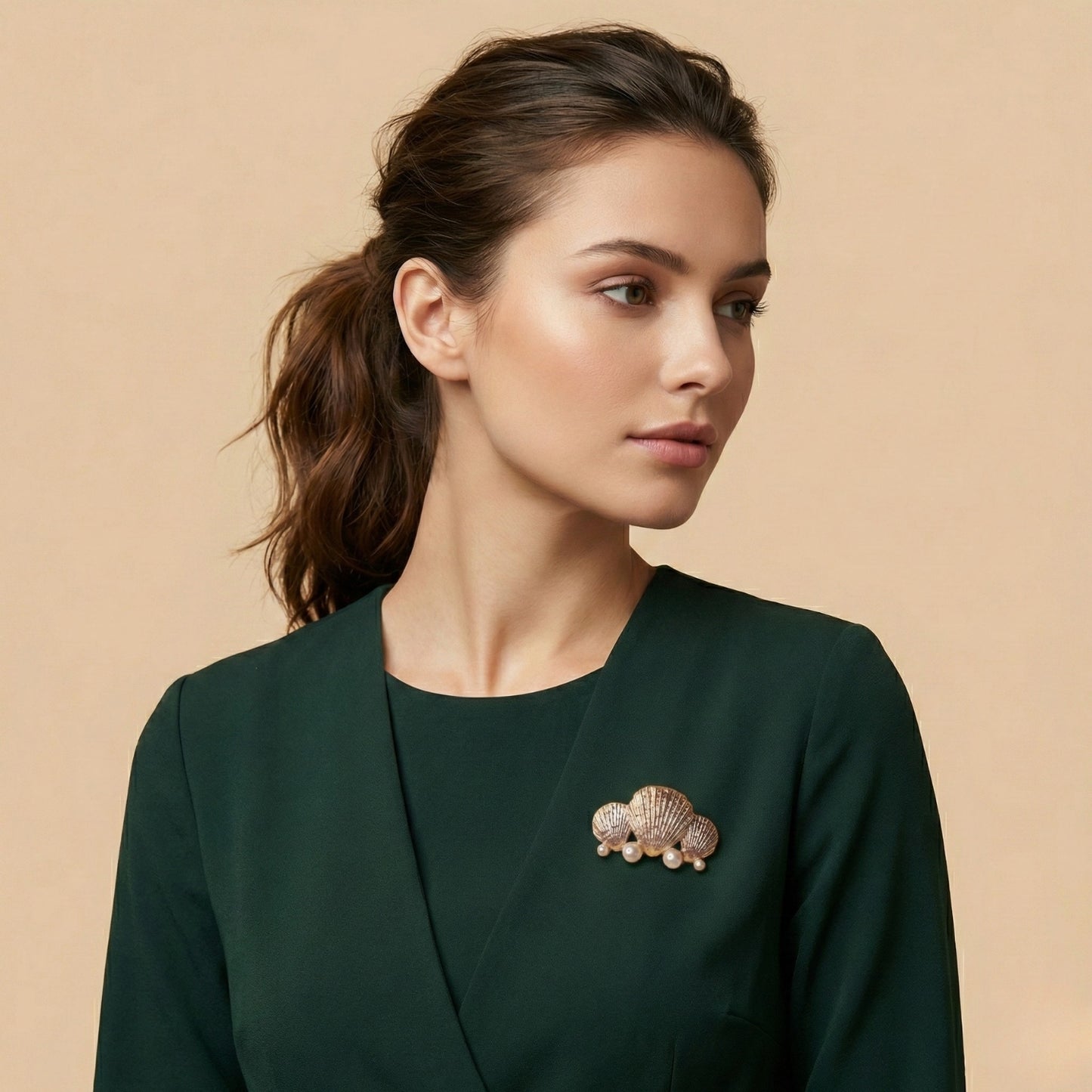 Vintage-Style Shell Brooch