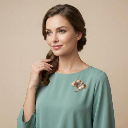 Autumn Pearl Leaf Brooch