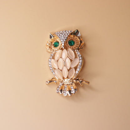 Aurora Crystal Owl Brooch
