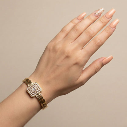 Ethereal Gilded Mesh Bracelet Stack