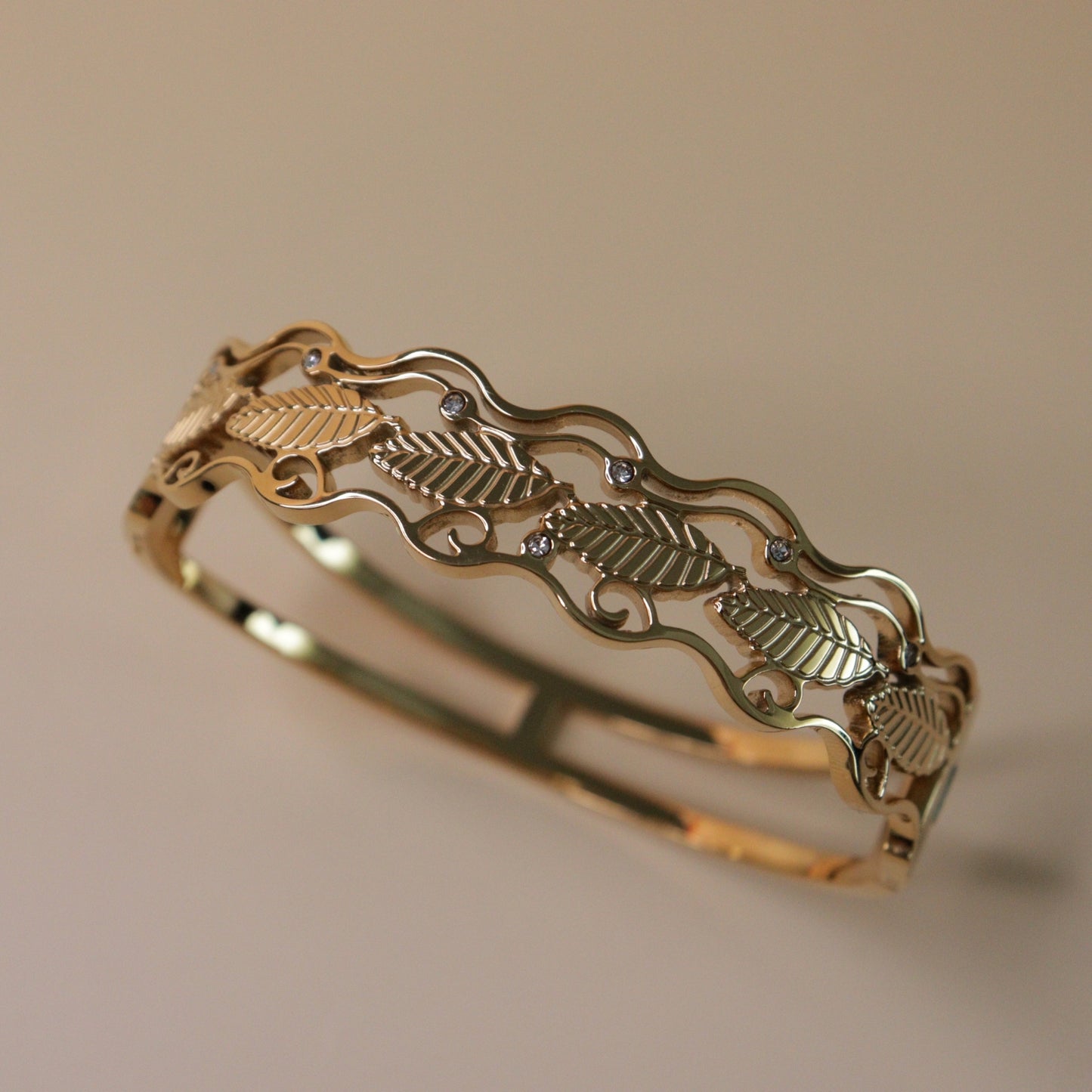Golden Fern Wave Bracelet