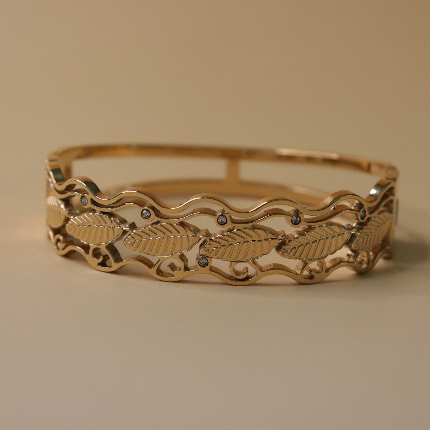 Golden Fern Wave Bracelet