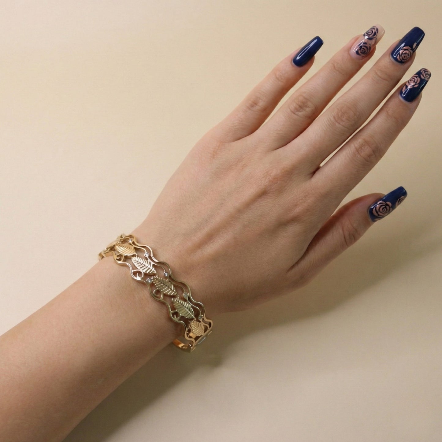 Golden Fern Wave Bracelet