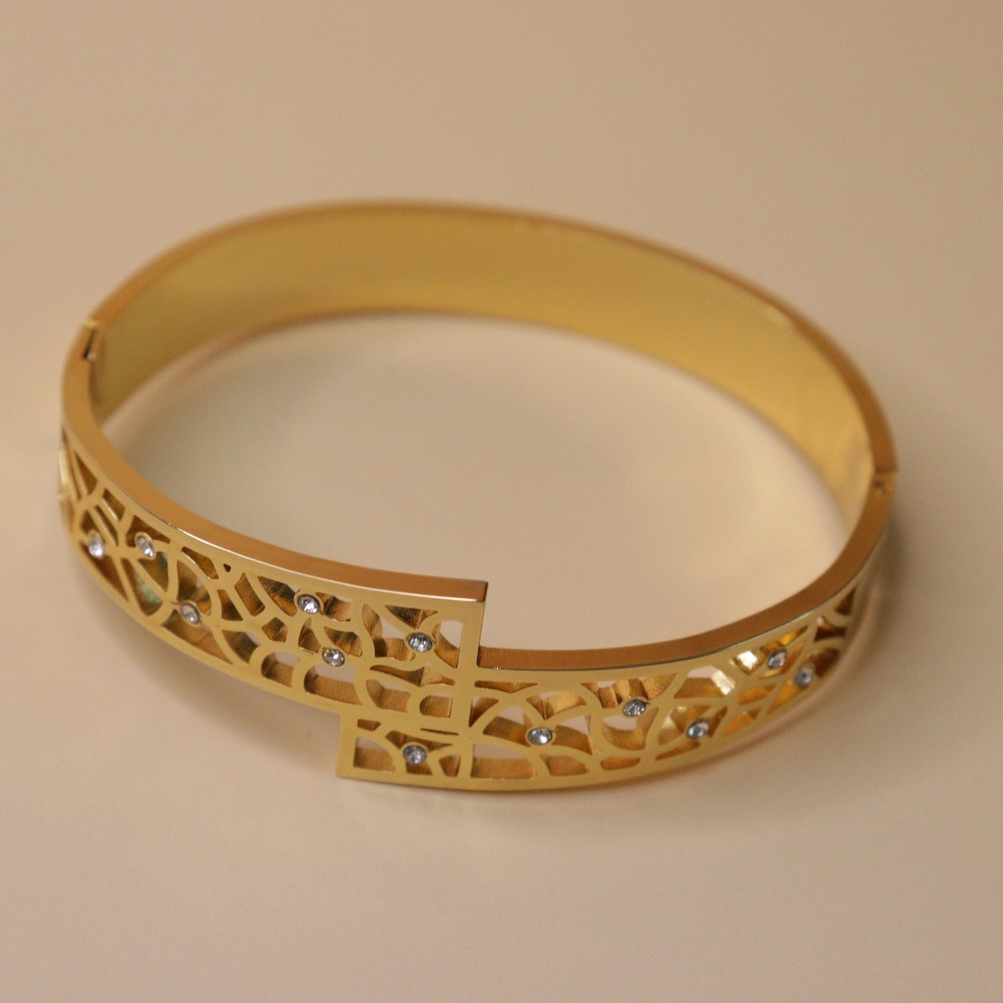 Gold-Toned Lattice Cut-Out Bracelet