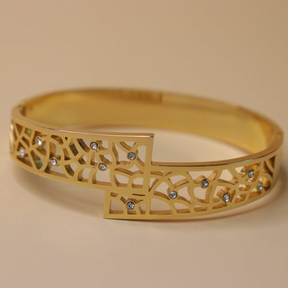 Gold-Toned Lattice Cut-Out Bracelet